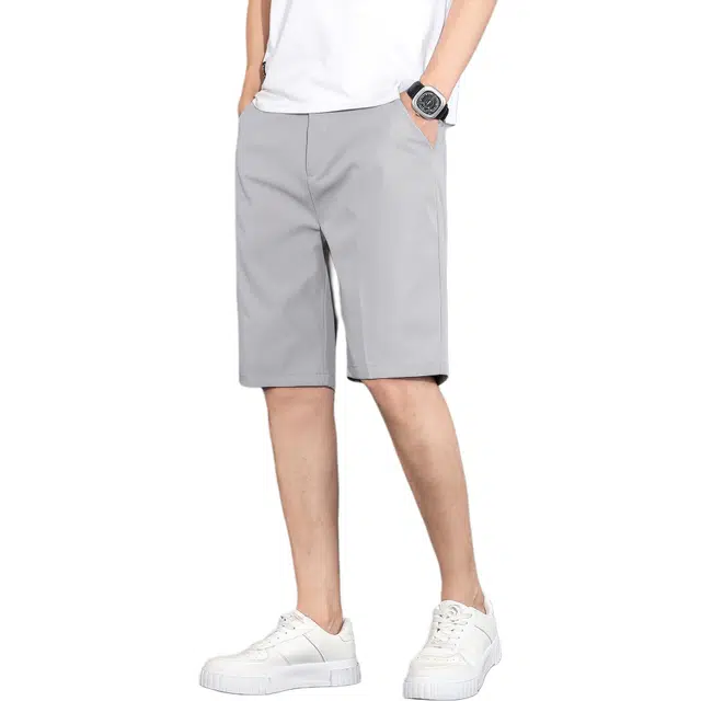 瑞梵帝斯 夏季薄款简约潮牌宽松商务中裤子高级感时尚潮流腿型修饰五分休闲外穿百搭直筒运动冰丝裤男生短裤 男款