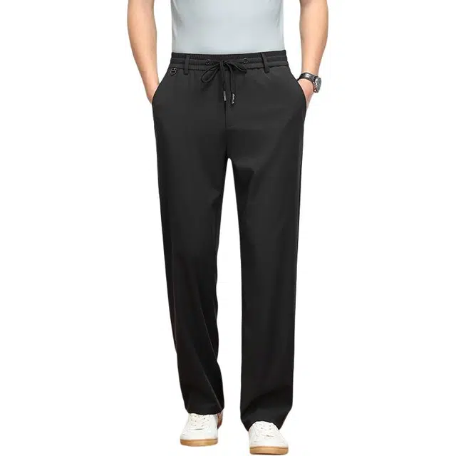 卡丹狄诺 轻薄款松紧腰垂感轻商务直筒宽松休闲裤 男款