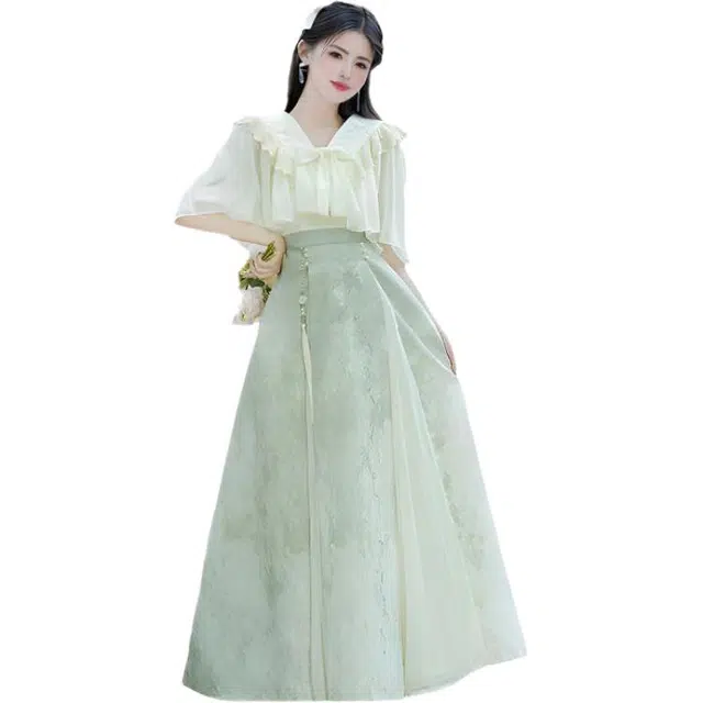 丝絮丝绸 新中式时尚上衣搭配优雅长裙裙装套装 女款