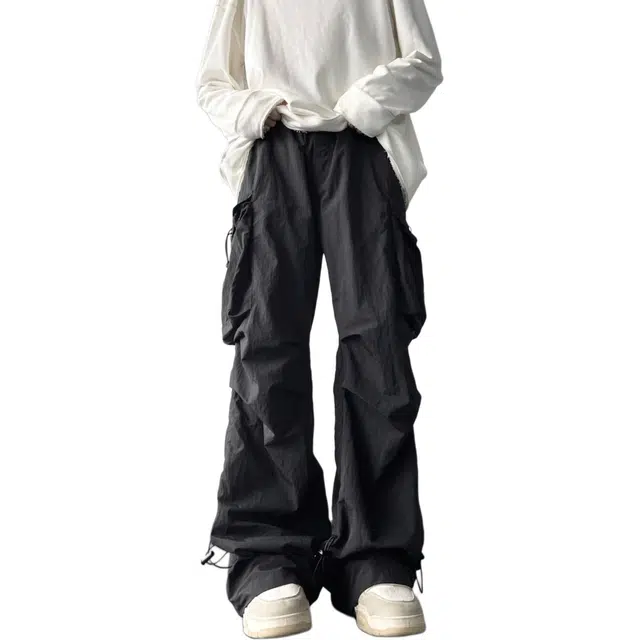 煦加 潮牌工装美式直筒冲锋裤 男款 黑色
