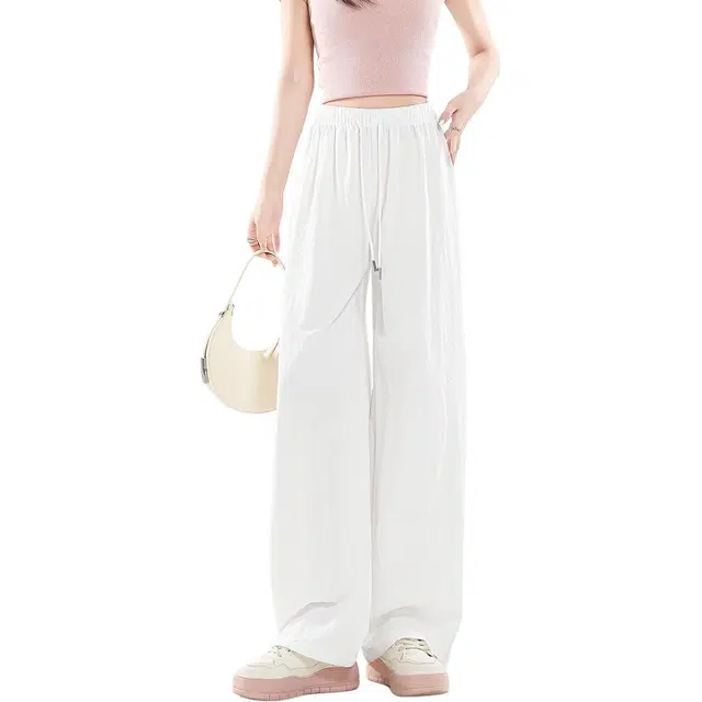 法文箱子 百搭通勤纯色高腰宽松长裤休闲裤 女款