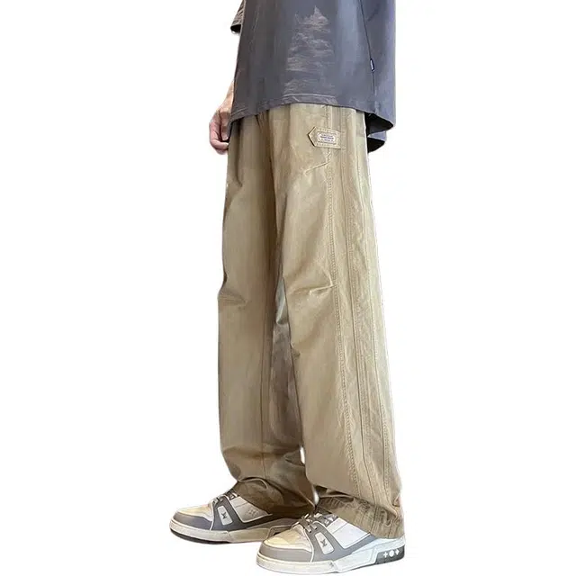 隐狼世家 夏季潮流百搭薄款宽松垂感休闲裤 男款
