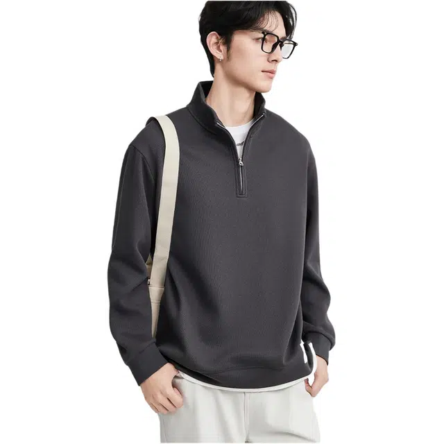 独驰 假两件宽松立领休闲百搭卫衣 男女同款