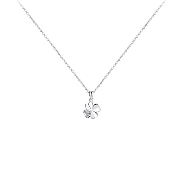 前方大荒野 闪闪四叶草、幸运草好运相伴森系小清新文雅甜美温柔迷人轻奢高级感时尚小众设计日常百搭独特气质时髦 锆石 项链 女款