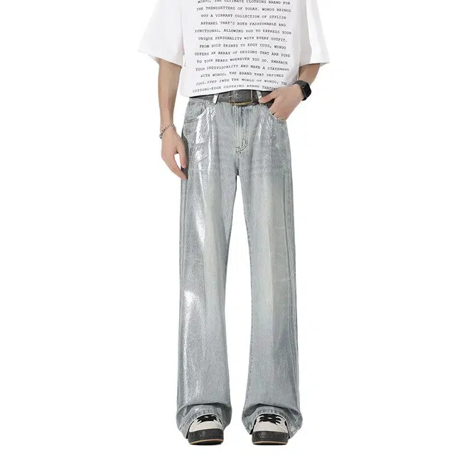 佐菲利 阔腿美式复古水洗百搭垂感直筒牛仔裤 男女同款