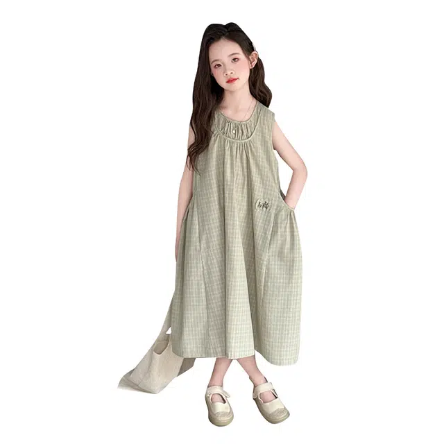 泰迪珍藏连衣裙 舒适流行简约百搭无袖 绿色 儿童款