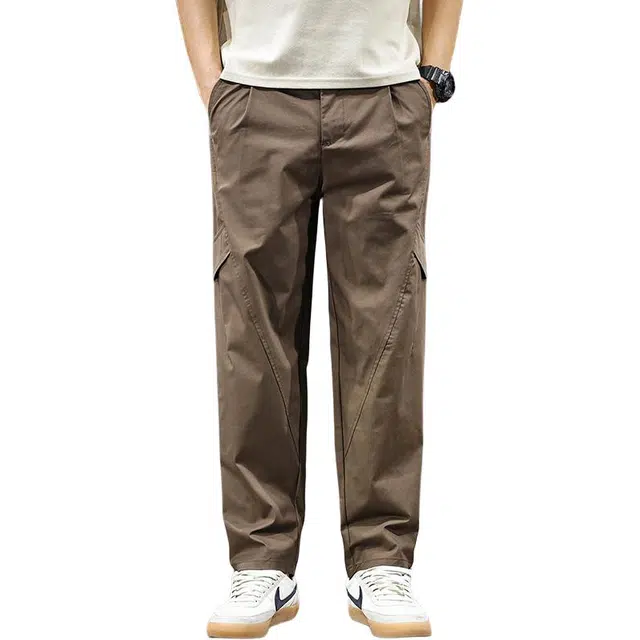 前进牛 日系原宿机能潮牌经典盐系垂直宽松潮牌复古潮流百搭简约工装运动长裤直筒休闲裤 男女同款