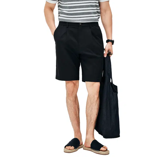 丹宁哲学 轻量抗皱棉感面料松紧腰夏季休闲短裤 男款