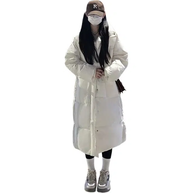 哒头下雨不愁 气质百搭中长款冬季小个子宽松加厚立领面包服外套棉服 女款