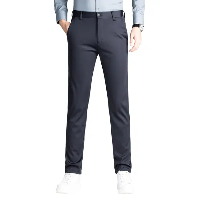 富铤 纯色简约直筒保暖舒适弹力耐脏拉链直筒休闲裤 男款