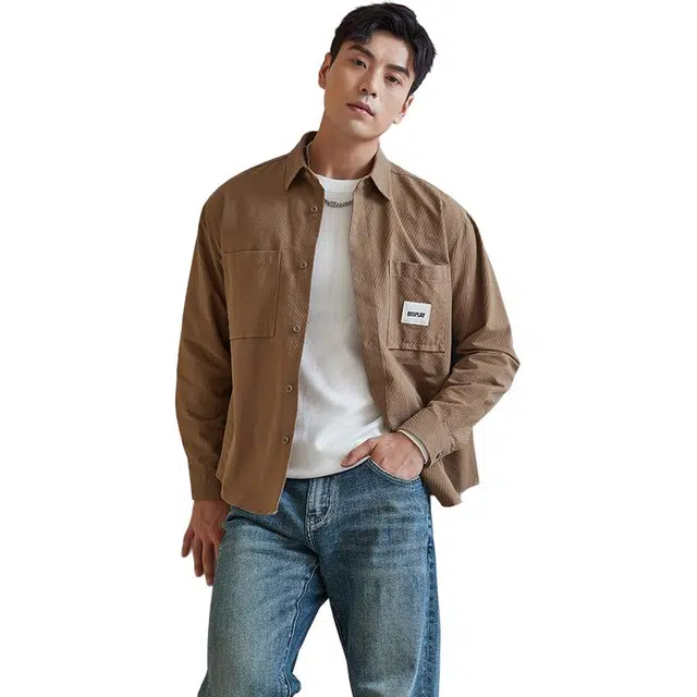 古鲨 宽松时尚港风长袖衬衫 男款