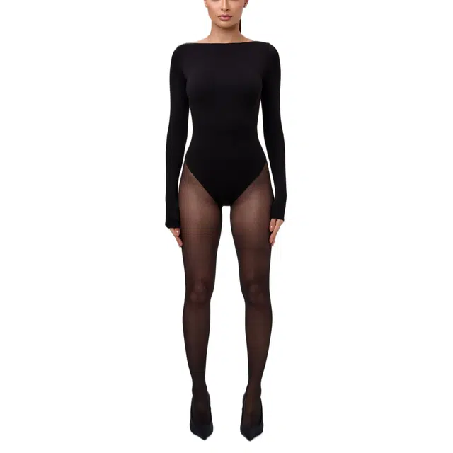 NAKED WARDROBE Boatneck Open Back Bodysuit Smooth