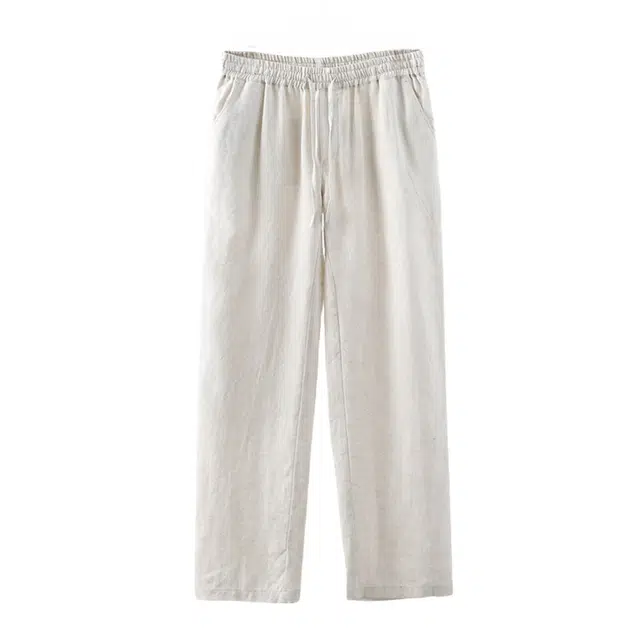 哲源 新中式冰丝裤薄款垂感透气凉感舒适纯色基础款中国风宽松百搭裤子日常通勤仿棉麻长裤休闲裤 男女同款