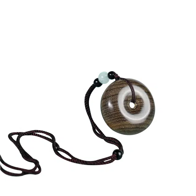 天纵 国风复古平安扣转运吊坠 禅意极简风  新中式国潮文玩招财纳福 好运盘玩念珠挂饰 楠木 项链 男女同款情侣款