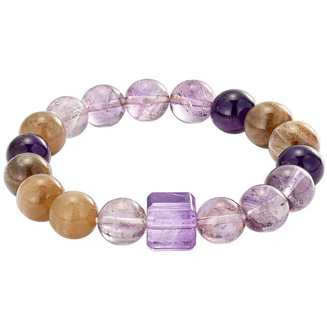 老凤祥 爱的守护石 平衡身心  精致优雅 时尚 高级感显气质  简约 日常通勤百搭#好运 紫水晶 手串 男女同款情侣款