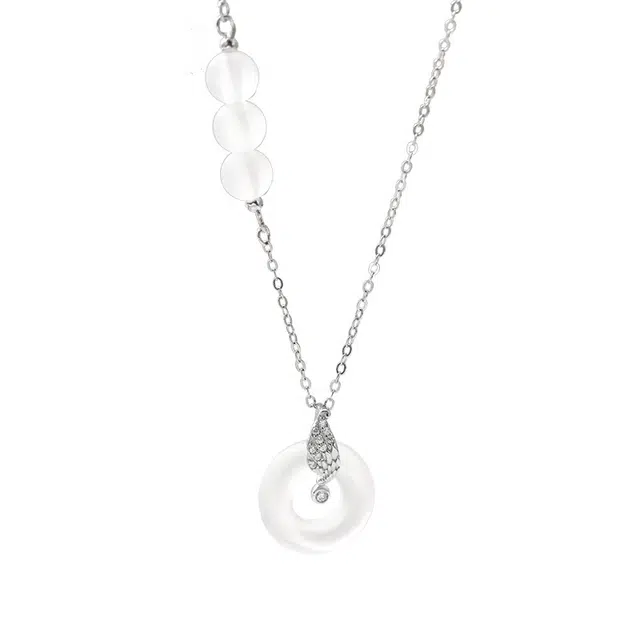 龙弗 平安扣羽翼国潮新中式小众精致轻奢高级感清冷气质 玉髓 项链 女款