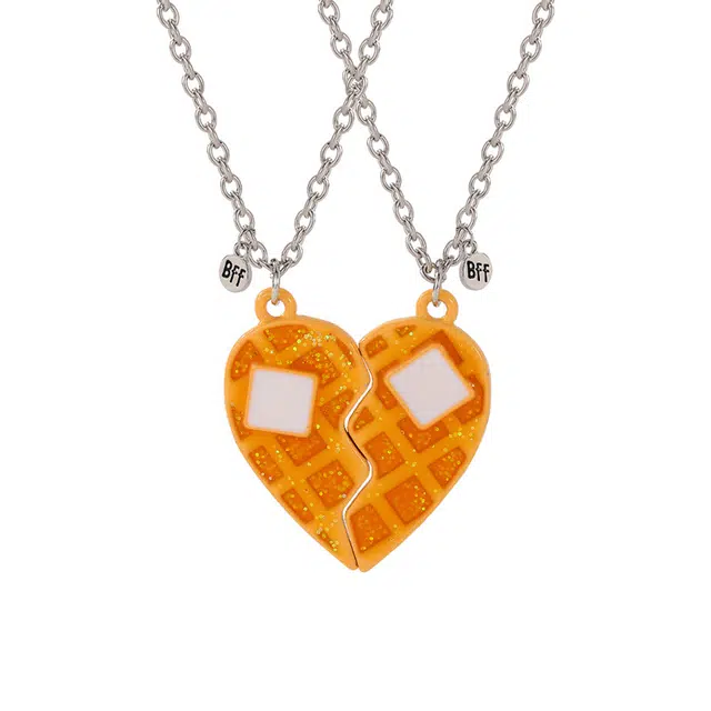 前方大荒野 爱心华夫饼磁铁拼接链可爱饼干造型 精致小众设计小清新气质 合金树脂 项链 男女同款情侣款