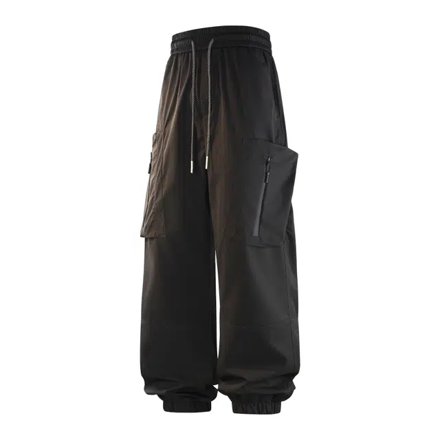 爱肯 美式日系基础款潮流纯色简约日常百搭宽松束脚户外时尚工装多口袋抽绳系带休闲裤 男女同款