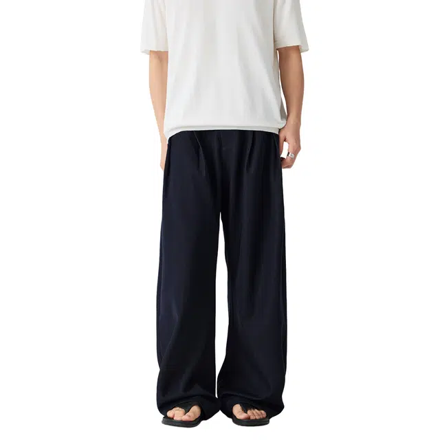 帝狼牛 基础款弯刀肌理垂感宽松直筒户外运动工装休闲裤 男女同款