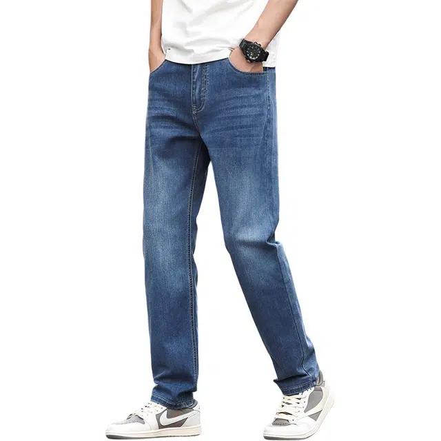 潮人榜 美式潮牌小脚弹力潮流百搭舒适痞帅直筒牛仔裤 男款