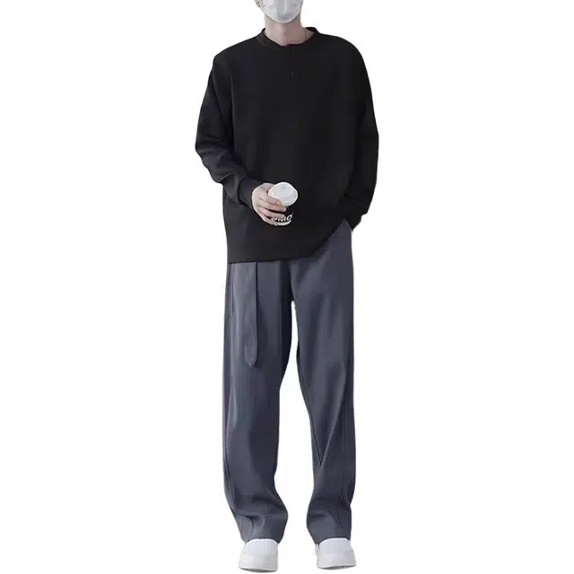 徐百货 美式复古弯刀宽松时尚百搭简约潮流西装裤 男女同款