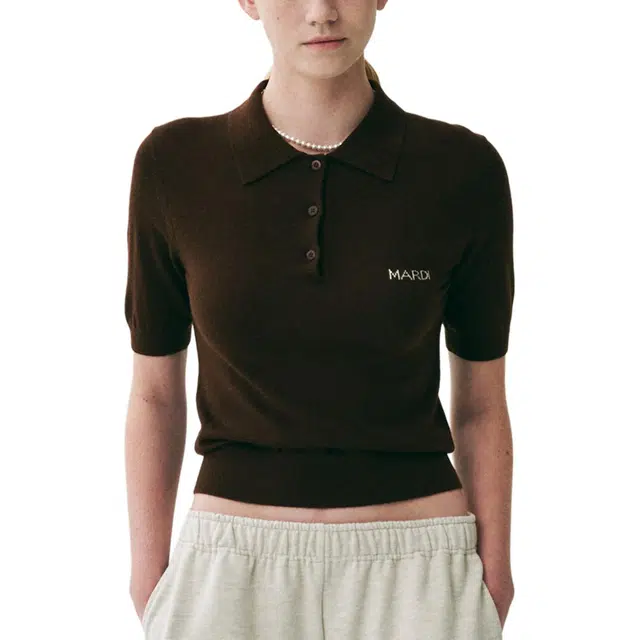 MARDI MERCREDI SS25 KNIT SLIMFIT SHIRT PIQUET_BROWN Polo