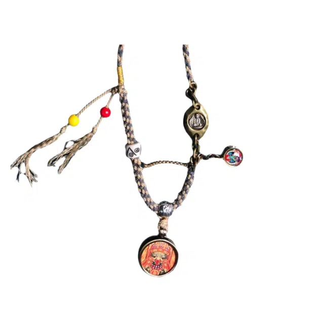 玉临门 国风藏式复古 扎基拉姆唐卡热工手绘 合金 项链 男女同款情侣款