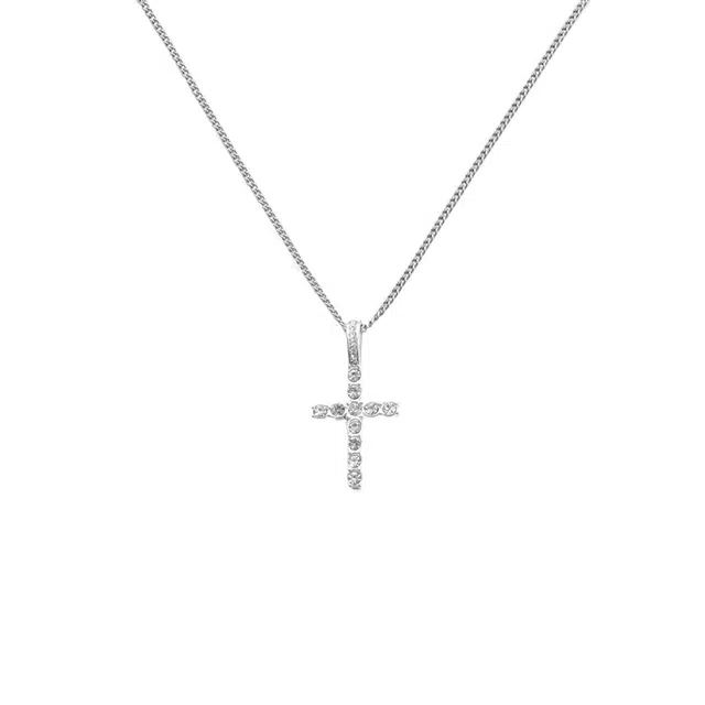 克兰茜 璀璨十字架吊坠 精致轻奢小众高级感锁骨链 项链 男女同款情侣款 银色