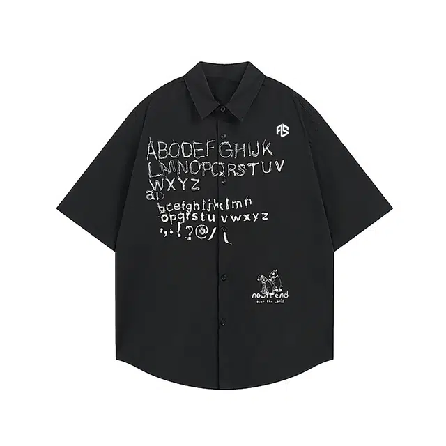 虫小绿 美式休闲时尚字母印花百搭宽松短袖上衣运动潮流衬衫 男女同款