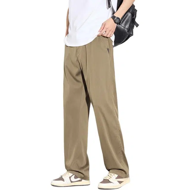 顶峰保罗 天丝莱赛尔合身舒适冰丝直筒长裤薄款透气宽松凉感纯色百搭运动高级感阔腿休闲裤 男女同款