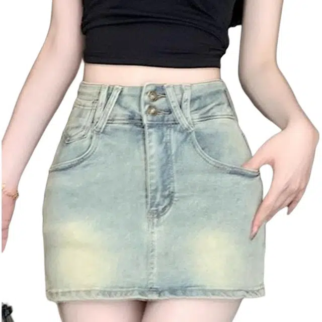 小卷要加油 高腰包臀裙辣妹简约百搭牛仔短裙 女款