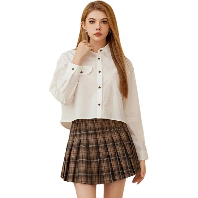 法文箱子 春,秋 简约时尚百搭长袖衬衫 宽松 女款