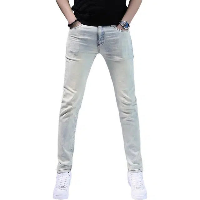 吉肯蒂 潮牌百搭日常休闲长裤修身小直筒牛仔裤 男款