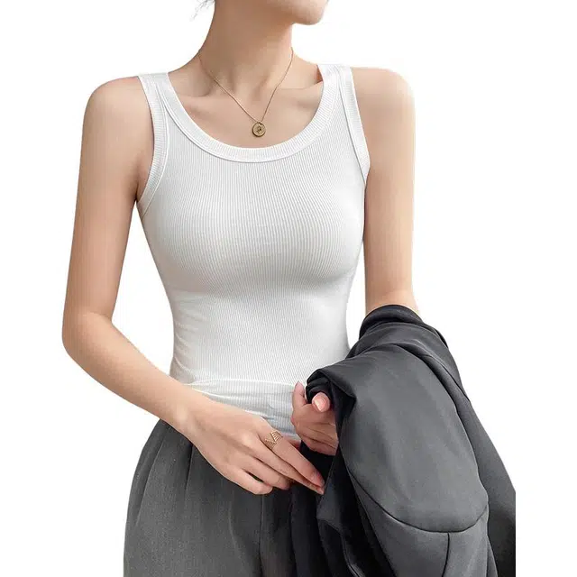 善己 纯色吊带休闲百搭外穿修身显瘦遮副乳内搭背心 女款