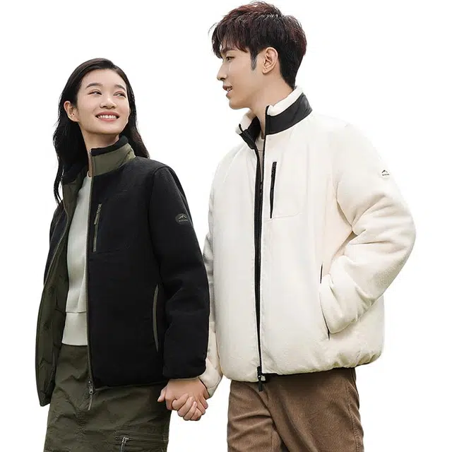 鸭鸭 正反两穿时尚通勤立领拉链长袖羽绒服 男女同款