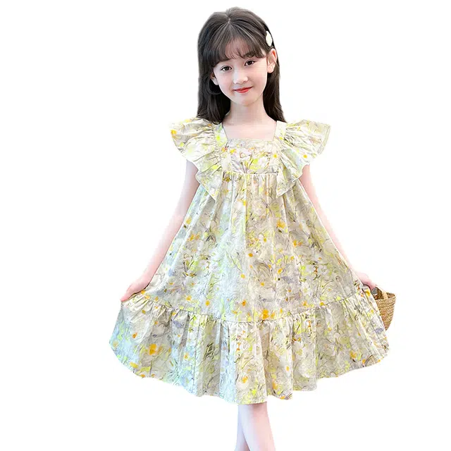 泰迪珍藏连衣裙 舒适甜美时尚简约风无袖 黄色 儿童款