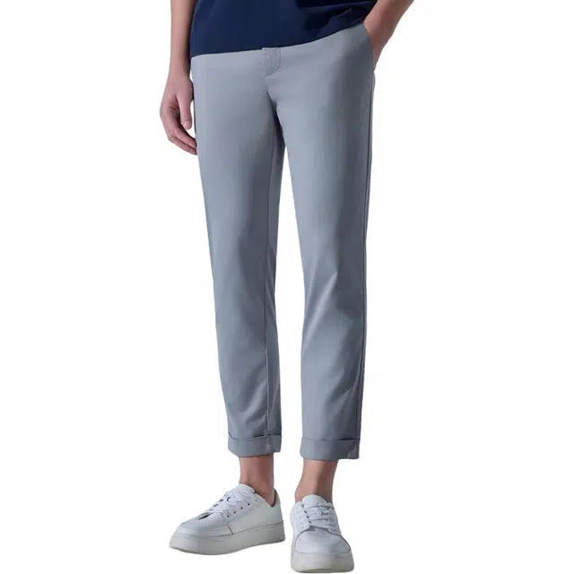 依文 商务时尚透气中腰直筒休闲裤 男款 浅灰色