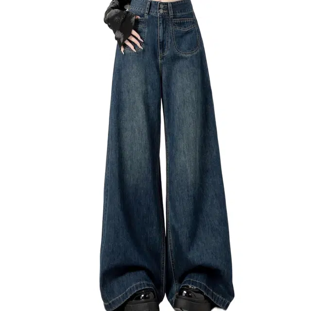 怪力萝莉 时尚宽松高腰气质百搭牛仔裤 女款