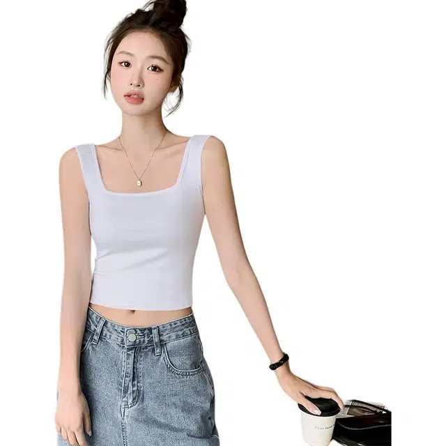 善己 纯色气质百搭休闲无袖背心 女款