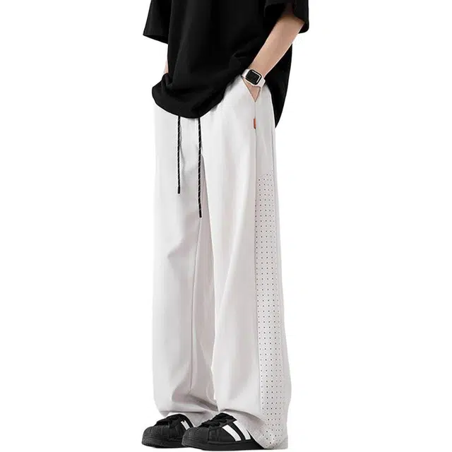 隐狼世家 网孔透气速干裤薄款潮牌凉感宽松户外运动裤休闲裤 男款