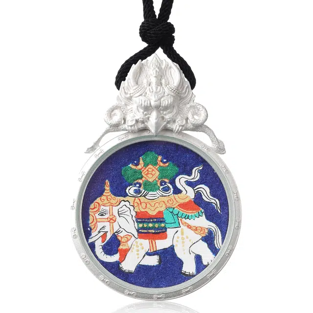 喃呢 精工手绘藏式热贡唐卡吉象如意平安顺遂功德无量度一切苦厄蛇年护身转运来财 新中式都市文玩国风 铜合金 项链 男女同款情侣款