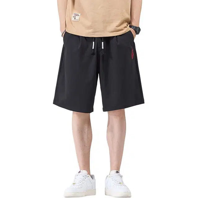 羽浅 夏季薄款简约舒适百搭五分宽松直筒耐磨抗皱休闲短裤 男款