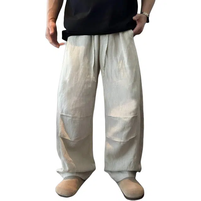 沐诚阳译 薄款老钱风直筒潮牌宽松百搭垂感透气休闲裤 男款