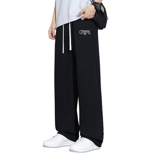 顶峰保罗 无性别主义潮牌薄款凉感亲肤透气直筒裤潮流垂感宽松时尚百搭运动高级感休闲裤 男女同款