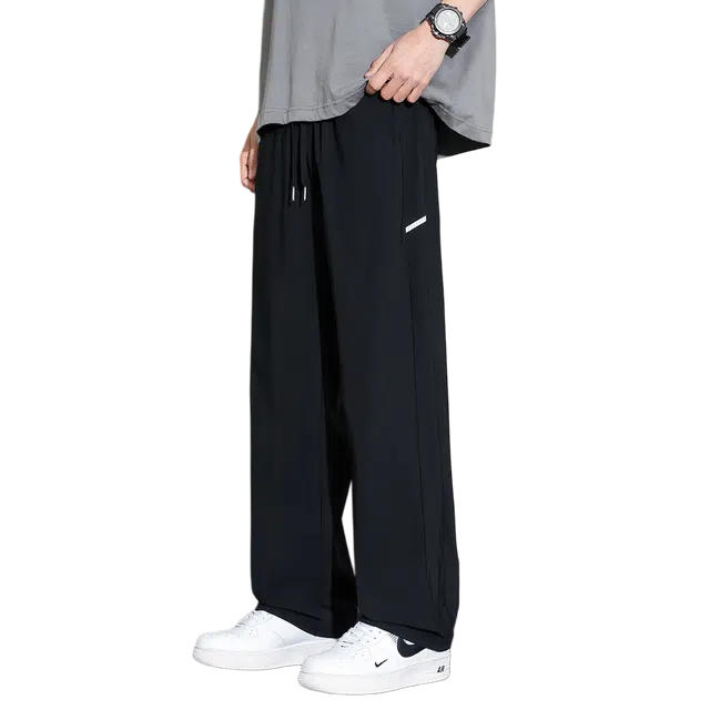 顶峰保罗 无性别主义冰丝薄款速干运动户外宽松直筒潮牌系带亲肤透气时尚百搭垂感休闲裤 男女同款