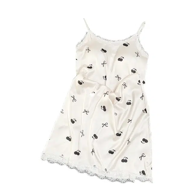 俏韵 圆领吊带夏季冰丝纯欲带胸垫甜美可爱薄款家居服可外穿睡裙 女款