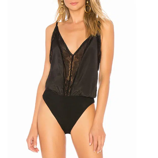 SUPERDOWN Sharone Lace Satin Bodysuit