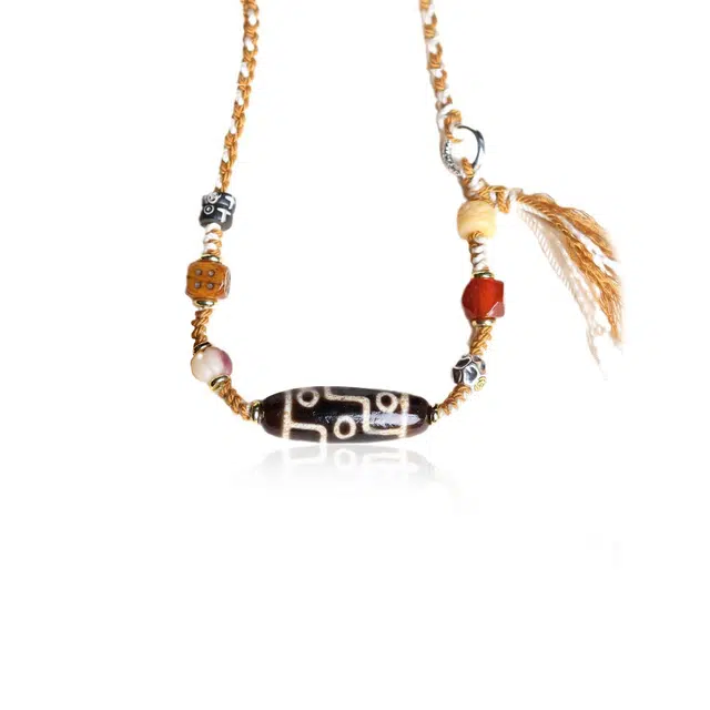 【日进斗金好风采】 玉临门 好运相伴 藏饰民族风 九眼天珠手工编织绳 玛瑙 项链 男女同款情侣款