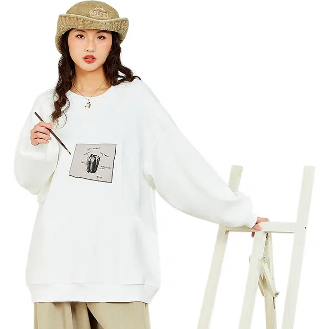 木果果木 慵懒贴布绣舒适百搭卫衣 女款