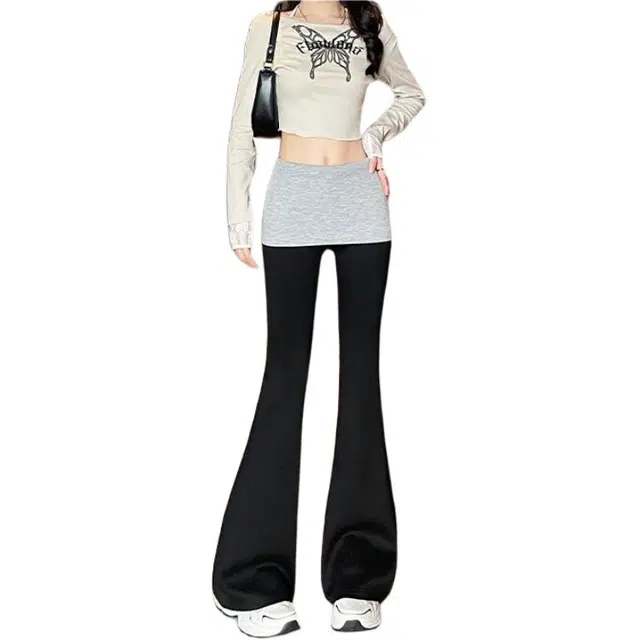 木清清 美式卫裤垂感撞色拼接修身显瘦百搭时尚休闲裤 女款